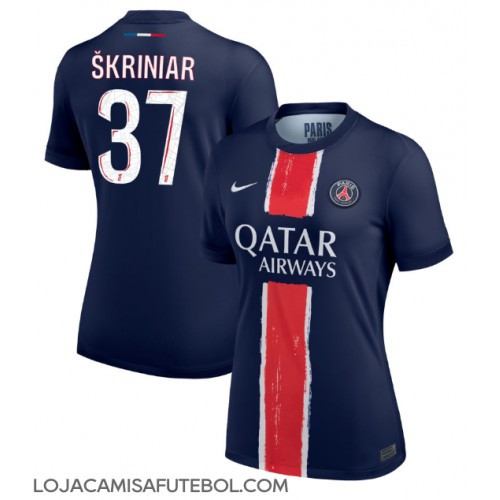 Camisa de Futebol Paris Saint-Germain Milan Skriniar #37 Equipamento Principal Mulheres 2024-25 Manga Curta